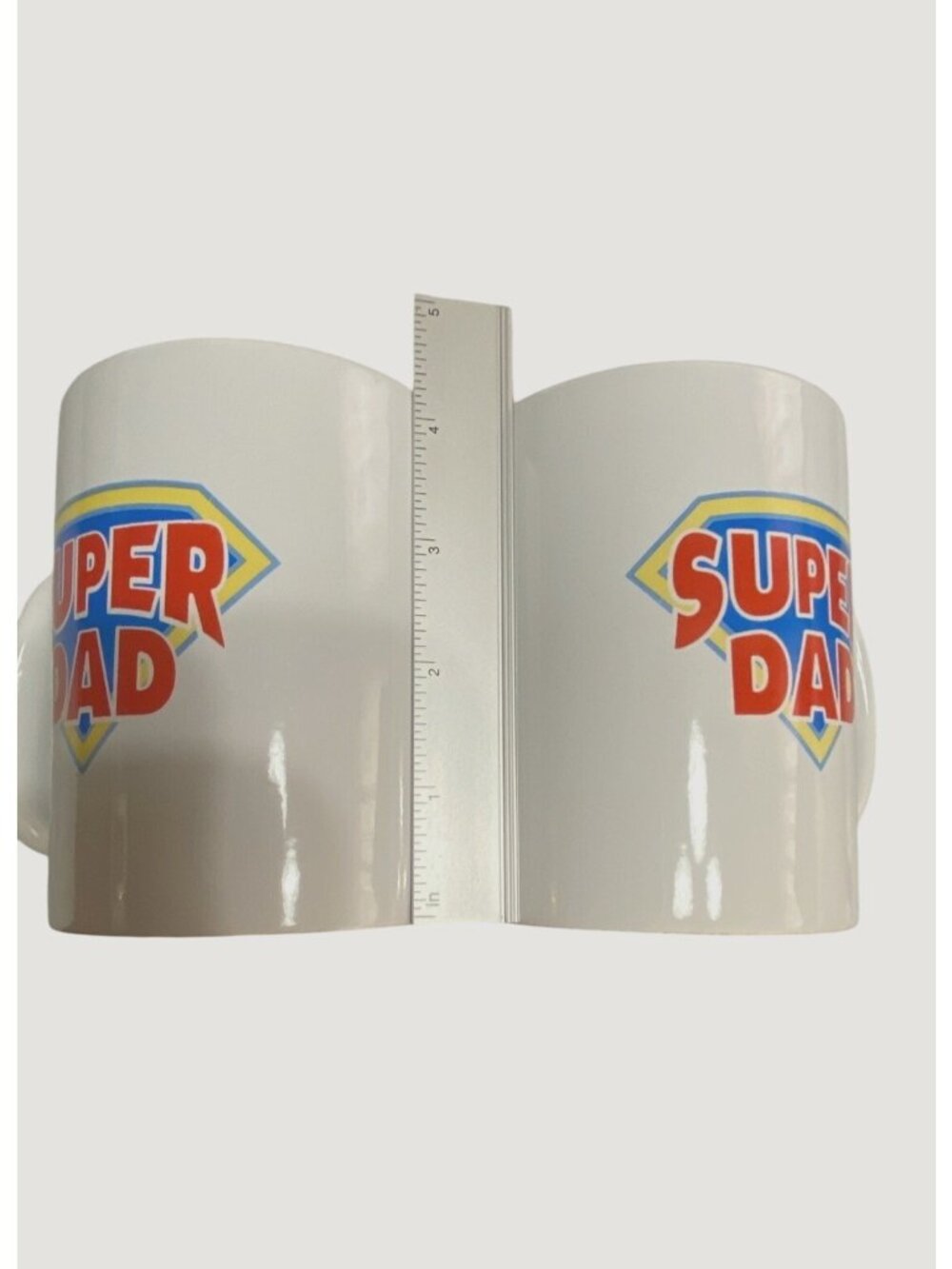 Set Of 2 Royal Norfolk Super Dad White Mugs 12 Oz Great Gift for Dad Oversized - Picture 2 of 5